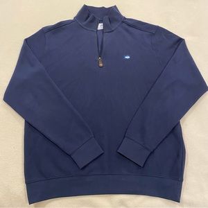 Southern Tide The SkipJack Size Medium Pullover Top  1/4 Zip Navy Blue Sweater‎